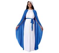 HoveeLuty Costumi biblici per Donne, Costume da Gesù Include Gonna con Mantello, Foulard Bianco e Cintura, Costume Religioso Natalizio per Cosplay di Natale, Costumi biblici, da Gesù per Adulti
