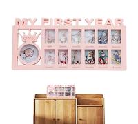 HoveeLuty Framella per Bambini Il Mio Primo Anno Frame di Foto 12 Mesi Nuovo Farma da Foto Baby Baby 12 Foto Collage Frame Milestone per Memorie fotografiche Regalo per Baby Shower Pink
