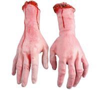 HoveeLuty Mani di Halloween, 1 Paio di Mani finte mozzate da 11, 8 Pollici, Parti del Corpo finte insanguinate Horror, Parti del Corpo di Halloween in Vinile per Decorazioni di in Stile casa streg