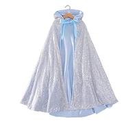 HoveeLuty Mantello con Cappuccio da Principessa per Bambine dagli 8 ai 13 Anni, 35, 43 Pollici, Mantello da Principessa Blu, da per Cosplay, Accessori per Feste di Natale, Halloween, ma