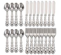 HoveeLuty Posate per casa delle Bambole, Set da 24 Pezzi, stoviglie per casa delle Bambole in Miniatura, Posate in Lega con Manico inciso, Accessori Fai da Te per, Mini forchette, Access