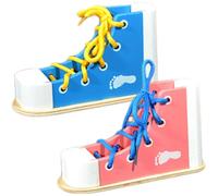 HoveeLuty Pratica di Allacciatura delle Scarpe per Bambini, 2 Pezzi, Pratica di Allacciatura delle Scarpe da Ginnastica in Legno, impara ad Allacciare Le, Giocattoli educativi Montessori per bambin