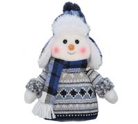 HoveeLuty Pupazzo di neve Decor 20 cm Natale in piedi pupazzo di neve peluche bambola lavorata a maglia con sciarpa cappello ornamento gambe estensibili decorazione per la tavola decorazioni natalizie