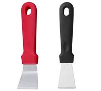 HoveeLuty Raschietto per griglia, 2 pezzi, piccolo raschietto per griglia, spatola dritta e curva in metallo per barbecue all'aperto, spatola per la pulizia della padella rigida