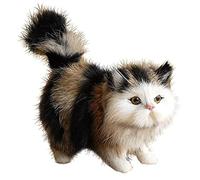 HoveeLuty Realistico gatto carino gatto in piedi peluche simulato artificiale pelliccia sintetica bambola decorativo dettagliato finto accessorio fotografico, nero + grigio peluche