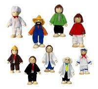 HoveeLuty Set di 9 Bambole per casa delle Bambole, Piccole Famiglie, Diverse Professioni, Persone per casa delle, Gioco di Ruolo, in Legno, Giunti mobili, Figure di Persone per b