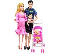 HoveeLuty Set di bambole per famiglie, bambola incinta con 2 bambini e neonato nella pancia della mamma e gomma per il padre, giocattolo creativo per l'educazione dei bambini, regalo per, giocattol