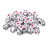 HoveeLuty Set di Dadi da 50 Pezzi, Dadi acrilici a 6 Facce, Mini da 8 mm con Punti Neri e Rossi per Giochi da Tavolo, insegnamento della Matematica, attività, Tema Casinò, bomboniere da 6 Facce d