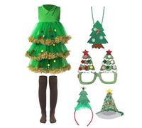 HoveeLuty Vestito da Albero di Natale, Divertente Costume da Albero di Natale per Adulti, Include Cappello, Calzini, Borsa a Tracolla e Cornice per la Festa di, Vestito da Donna L, Costume da