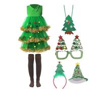 HoveeLuty Vestito da Albero di Natale, Divertente Costume da Albero di Natale per Adulti, Include Cappello, Calzini, Borsa a Tracolla e Cornice per la Festa di, Vestito da Donna M, Costume da