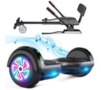 Hoverboard avec siège, Hoverboard à deux roues de 6,5 pouces avec haut-parleur Bluetooth et lumières colorées, scooter auto-équilibrant pour enfants (Go-Kart inclus)