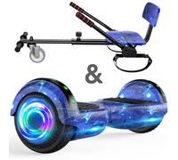 Hoverboard con sedile, Hoverboard autobilanciante da 6,5 pollici con altoparlanti Bluetooth e luci a LED per bambini, ragazze e ragazzi (Go-Kart incluso)