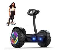 Hoverboard Da 10" Per Tutti I Terreni, Scooter Elettrico Intelligente Con Manubrio, App, 6-15 Km/H, Con Luci a LED E Doppi Motori, Portata 120 Kg Black
