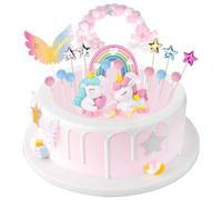 HOVIBU 20 Pezzi di Decorazioni Torta Unicorno, Inclusi Unicorni, Arcobaleni, Palloncini, Stile Sognante e Infantile, Adatti per Torte di Compleanno, Addobbi Compleanno Bambina