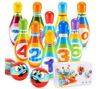 Hovibu Bowling Set, 12 Pezzi per Bambini, 10 Birilli e 2 Palle, Giochi Montessori Esterno Interno, Regalo Adatto a Ragazzi e Ragazze, Giocattoli Bambino 2-9 Anni