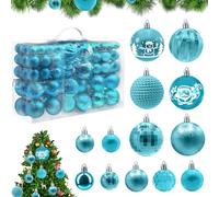 HOVIBU Palline di Natale Blu Chiaro, 100pcs Addobbi Natalizie per Albero Natale, Palle di Natale con Cordino, Lucide, Glitterate, Opaco Decorazioni Natalizie di Natale, Riutilizzabile