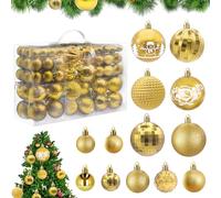 HOVIBU Palline di Natale Dorate - Set di 100 Addobbi Natalizi per Albero - Lucide, Glitterate e Riutilizzabili - Decorazioni Natalizie di Alta Qualità
