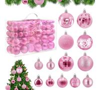 HOVIBU Palline di Natale Rosa, Set di 100 Addobbi Natalizi per Albero, Lucide, Glitterate, Decorazioni Natalizie di Alta Qualità