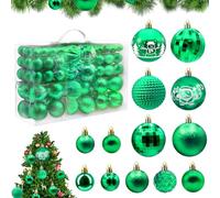HOVIBU Palline di Natale Verde, Set di 100 Addobbi Natalizi per Albero, Lucide, Glitterate, Decorazioni Natalizie di Alta Qualità