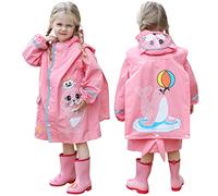 Hovkib Poncho Antipioggia per Bambini - Giacca da Pioggia per Bambine Impermeabile Cappotto di Pioggia Leggero Abbigliamento Antipioggia Portatile Mantella Antipioggia 2-10 Anni