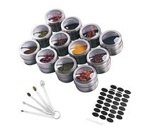 Hovome, set di 12 barattoli magnetici per spezie in acciaio inox, per frigo, portaspezie
