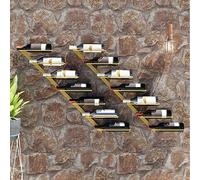 Hovothy Portavini da Parete per 7 Bottiglie di Vino 2 Pezzi 88x8x72 cm Oro in Metallo - Cantinetta Porta Bottiglie Vino Moderno