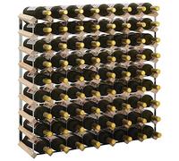 Hovothy Scaffale Vino per 72 Bottiglie di Vino 80x22,5x80 cm Beige in Legno Massello di Pino e Metallo Porta Bottiglie Di Vino Cantinetta Portabottiglie Porta Vino Da Terra