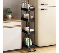 Hovoto Carrello da cucina in metallo sottile, carrello per nicchia a 4 livelli, scaffale per nicchia su ruote per spazi stretti, cucina, soggiorno, lavanderia, bagno, 40 x 18 x 101 cm
