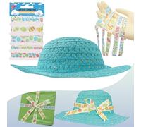 HOVUK Cappello pasquale blu con 5 nastri in grosgrain, costume fai da te, decorazioni per feste di Pasqua, confezioni regalo, artigianato con fiocchi, cappello da sole all'aperto, passeggiate