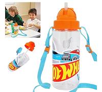 HOVUK Hot Wheels - Borraccia da 500 ml, in Tritan con flip top per bambini, a prova di perdite e riutilizzabile regalo sportivo per scuola 3+anni