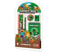 HOVUK Minecraft Set di cancelleria per ragazzi, set di cancelleria per bambini, mini quaderno, matita, righello da 15 cm, gomma e temperamatite, materiale scolastico per bambini dai 3 anni in su