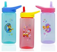 HOVUK Paw Patrol, 3 beccucci con cannuccia, blu, viola e rosso, 420 ml, in plastica, con cannuccia pop-up in silicone, senza BPA, per bambini dai 6 mesi in su