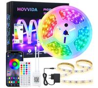 HOVVIDA Striscia LED 5m, LED, Luci LED, 1x5m, LED RGB Migliorata | Striscia LED Con PCB In Rame Puro, 150 LED, 30 LED/Metro,APP, Telecomando, LED Per Camera Da Letto, Soggiorno, Festa
