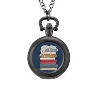 How to Chill Li.ke A Cat Orologio da tasca vintage in lega con ciondolo orologio collana regalo per uomo donna, Stile nero, misura unica