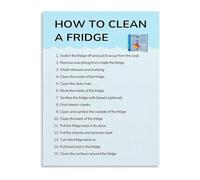 How To Clean Refrigerator And Freezer Guide Poster Kitchen Canvas Painting Wall Art Decor(Framed,16x24inch(40x60cm))