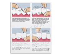 How to Floss Teeth Properly Step by Step Guide Care Poster Wall-Art for Bathroom Clinic Oral Hygiene(Framed,08x12inch(20x30cm))