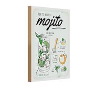 How to Make a Mojito | Targa in legno | Ricetta cocktail | Stile retrò | 20 cm x 30 cm