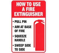 How to Operate Fire Extinguisher Red White Tin Sign Workshop 8 X 12 in