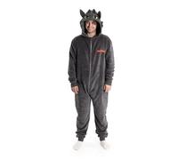 How To Train Your Dragon Tutina Grigia Sdentato | Tuta da Notte in Pile con Cappuccio 3D e Maniche Lunghe con Cerniera | Costumi Unisex per Adulti | Merchandising DreamWorks Dragons