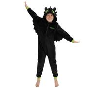 How To Train Your Dragon Tutina Intera Sdentato per Bambini, Pigiama Intero, Onesie in Pile con Cappuccio 8-9 Anni