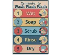 How to Wash Hands Poster Proper Hand Washing Steps Educational Chart Health Hygiene for Classroom Daycare School Clinic Decor(Framed,08x12inch(20x30cm))