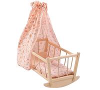 howa Culla per bambola 1706 - Letto per bambola in legno miniflowers con biancheria da letto e cielo