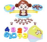HOWADE Giocattolo per giochi di matematica, scimmia, scala di equilibrio con blocchi di conteggio numeri, per bambini in età prescolare, strumento didattico per bambini di 3-5 anni