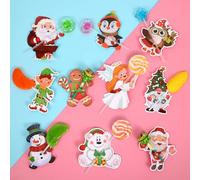 HOWAF 150pcs Natale Carta Carte Decorazioni per Lecca-Lecca Caramella Pan di Zucchero Dolce Regalo Pacchetto Decorazioni Bomboniera Forniture, Bomboniera Natale Carta Carte (10 Stili)
