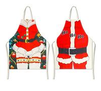 HOWAF 2 grembiuli natalizi in lino per donne e uomini, grembiuli da cucina di Natale, sexy grembiule natalizio per adulti Natale divertente cena in famiglia cucina barbecue flirty decorazione per