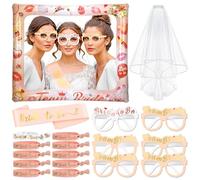 HOWAF 20 Pezzi Gadget Addio al Nubilato Sposa e Amiche, Velo Sposa Addio al Nubilato Gadget, Bride to be Fascia Addio al Nubilato Team Bride Cornice Gonfiabile Occhiali Addio al Nubilato Bracciali