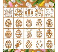 HOWAF 20 Stencil Pasqua, Stencil per Pittura di Coniglio Pasquale Uova di Pasqua Riutilizzabili in Plastica stencil Pasqua Decorazioni per Vetro Scrapbook Parete di Pittura Decorazioni Pasquali