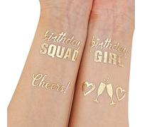 Howaf 22 Pezzi Metallico Oro finti tatuaggi temporanei neri impermeabile Tatuaggio Temporaneo Tattoo Sticker per bambini adulti Feste Compleanno Decorazioni