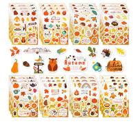 HOWAF 24 Fogli Adesivi Autunno, 430pcs Autunno Stickers Foglie Autunnali Zucca Adesivi Scrapbooking Decorazioni Autunnali Adesivi Bambini Stickers Bambini Adesivi Thanksgiving Autunno Decorazioni