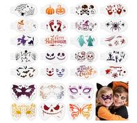 HOWAF 26 Stencil Halloween Viso Bambini, Stencil per Pittura di pipistrello zucca ragno fantasma Stencils Vernice Halloween Riutilizzabili in Plastica stencil per Trucco Viso Halloween Decorazioni